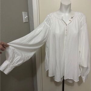 White Pilcro Top, sz L, made in India